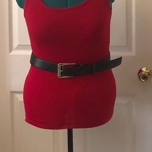 Michael Kors Black Leather Belt w/ Silver Buckle